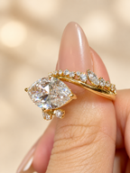 East-West Marquise Cut Bypass Lab-Grown Diamond Engagement Ring with Pavé Band – Custom Lab-Grown Diamond