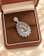 Pear Cut Fancy Yellow Lab-Grown Diamond High Jewelry Royal HalCluster Statement Drop Pendant