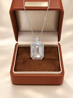 Emerald Cut Lab-Grown Diamond Bezel-Halo High Jewelry Statement Necklace