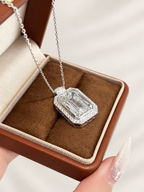 Emerald Cut Lab-Grown Diamond Bezel-Halo High Jewelry Statement Necklace