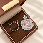Fancy Intense Pink Radiant Cut Lab-Grown Diamond Detachable Ring & Pendant Convertible Luxurious High-Jewelry Cocktail Ring