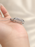 Emerald Cut Lab-Grown Diamond Bezel-Halo High Jewelry Statement Necklace