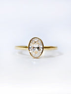 Oval Solitaire Bezel Set Ring – Classic Plain Band – Timeless Design – Lab-Grown Diamond