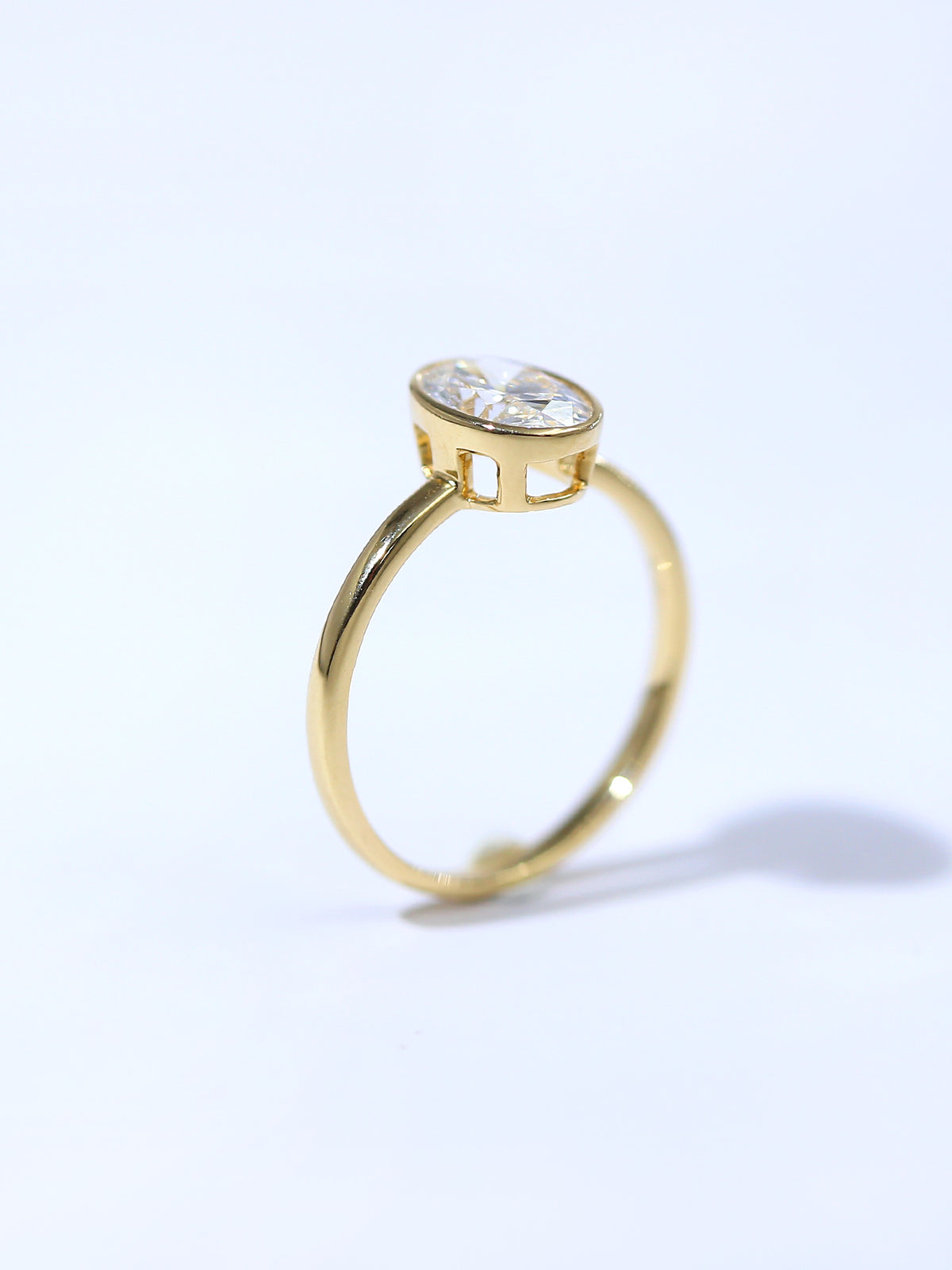 Oval Solitaire Bezel Set Ring – Classic Plain Band – Timeless Design – Lab-Grown Diamond