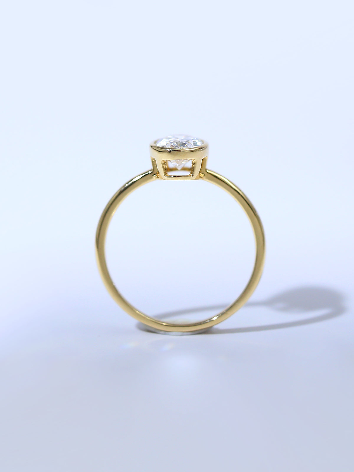 Oval Solitaire Bezel Set Ring – Classic Plain Band – Timeless Design – Lab-Grown Diamond