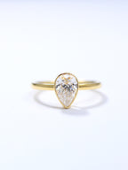Pear Solitaire Bezel Set Ring – Classic Plain Band – Timeless Design – Lab-Grown Diamond