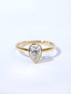 Pear Solitaire Bezel Set Ring – Classic Plain Band – Timeless Design – Lab-Grown Diamond