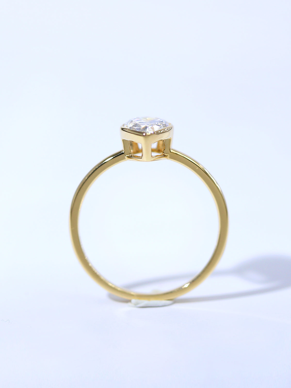 Pear Solitaire Bezel Set Ring – Classic Plain Band – Timeless Design – Lab-Grown Diamond