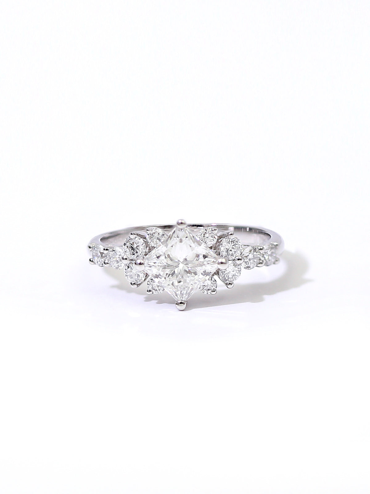 Princess Cut Lab-Grown Diamond Engagement  Lab-Grown Diamond Ring with Cluster Accent Band