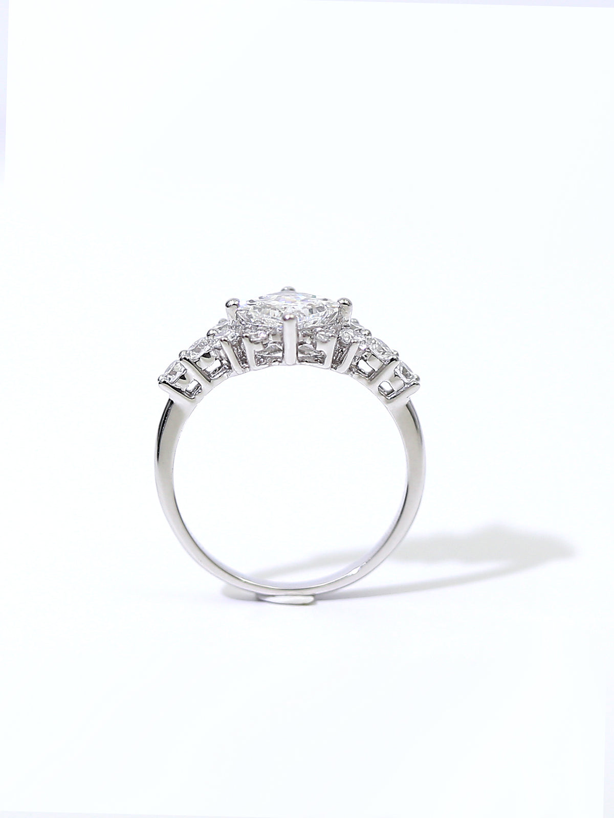 Princess Cut Lab-Grown Diamond Engagement  Lab-Grown Diamond Ring with Cluster Accent Band