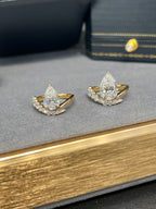 Pear Cut Bypass Engagement Lab-Grown Diamond Ring with Curved Graduated Diamond Band – Custom Lab-Grown Diamond
