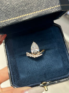 Pear Cut Bypass Engagement Lab-Grown Diamond Ring with Curved Graduated Diamond Band – Custom Lab-Grown Diamond