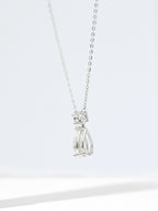 Pear-Cut Lab-Grown Diamond Teardrop Pendant Necklace with Round Accent Stone