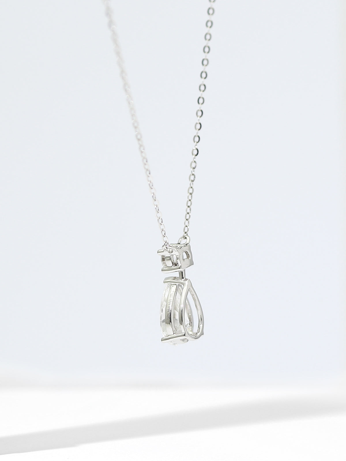 Pear-Cut Lab-Grown Diamond Teardrop Pendant Necklace with Round Accent Stone