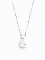 Pear-Cut Lab-Grown Diamond Teardrop Pendant Necklace with Round Accent Stone