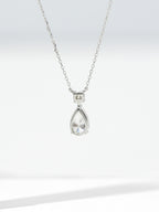 Pear-Cut Lab-Grown Diamond Teardrop Pendant Necklace with Round Accent Stone