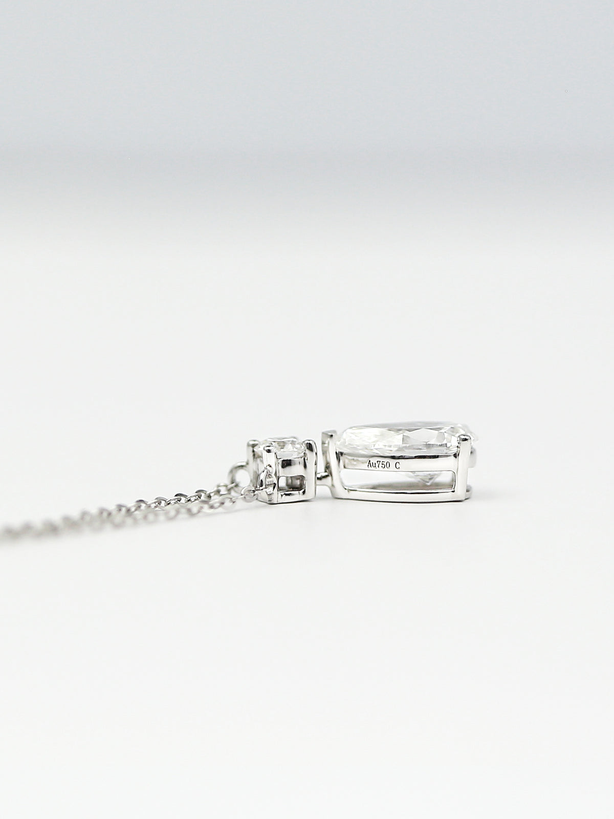 Pear-Cut Lab-Grown Diamond Teardrop Pendant Necklace with Round Accent Stone