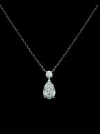 Pear-Cut Lab-Grown Diamond Teardrop Pendant Necklace with Round Accent Stone