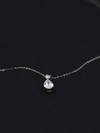 Pear-Cut Lab-Grown Diamond Teardrop Pendant Necklace with Round Accent Stone