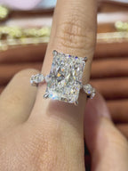 Radiant Cut Hidden Halo Engagement Ring with Alternating Marquise & Round Lab-Grown Diamond Band