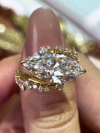 East-West Marquise Cut Bypass Lab-Grown Diamond Engagement Ring with Pavé Band – Custom Lab-Grown Diamond